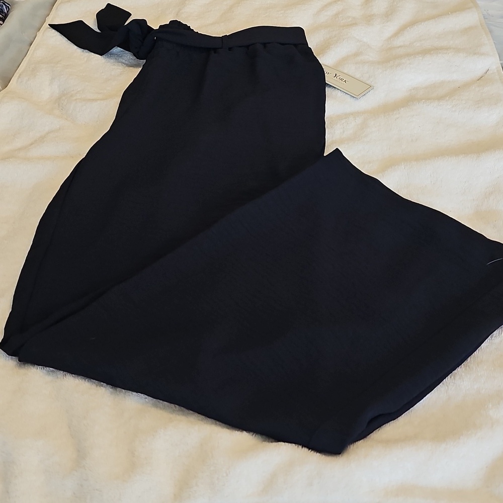 NWT New York Clothing CO Wide Leg Pull On Belted W Tie Petite Large (PL) Navy - Picture 16 of 16